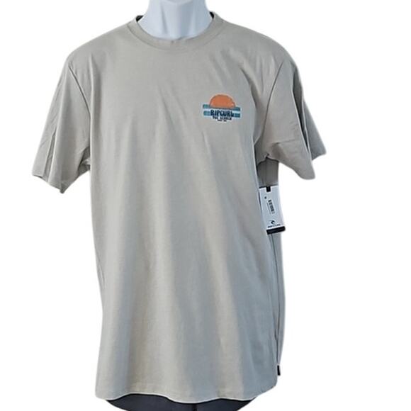 Rip Curl Men's Relaxed Fit Graphic T-Shirt - Size M, Beige, Surf Beach Logo Tee - Picture 3 of 8